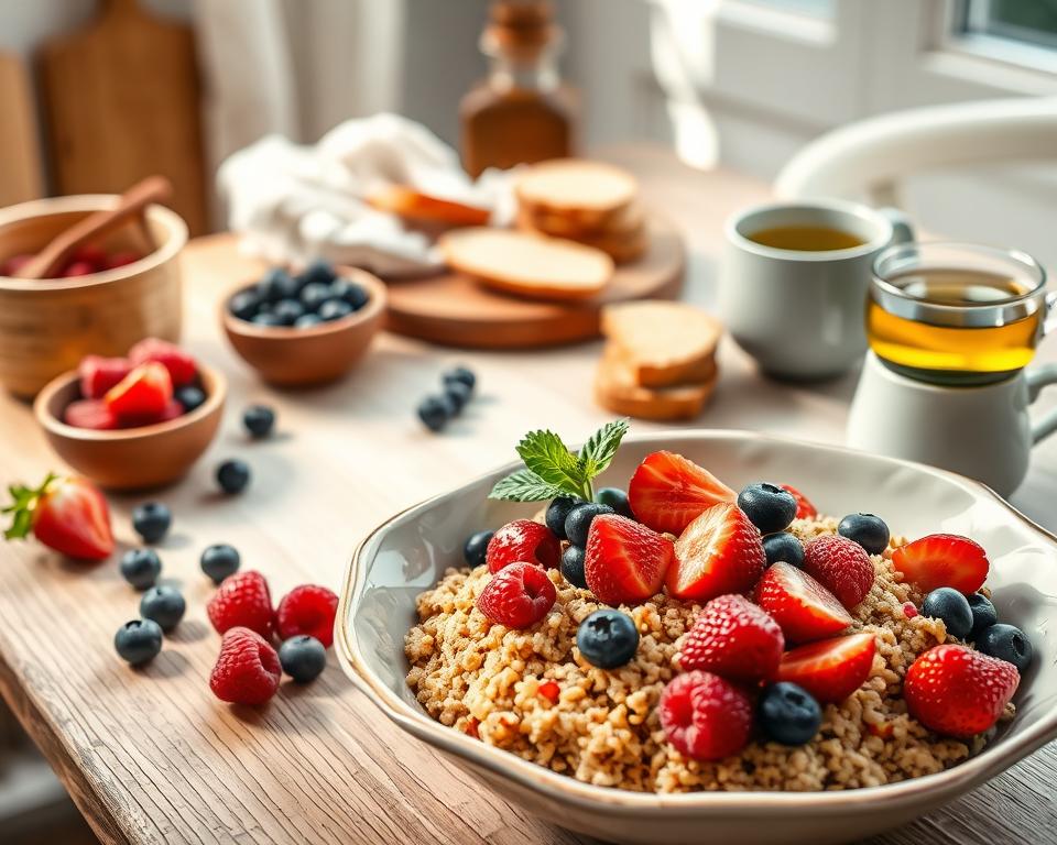Pitta-Frühstück mit Beeren und Quinoa